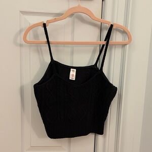Free People Black Cable Knit Cropped Camisole